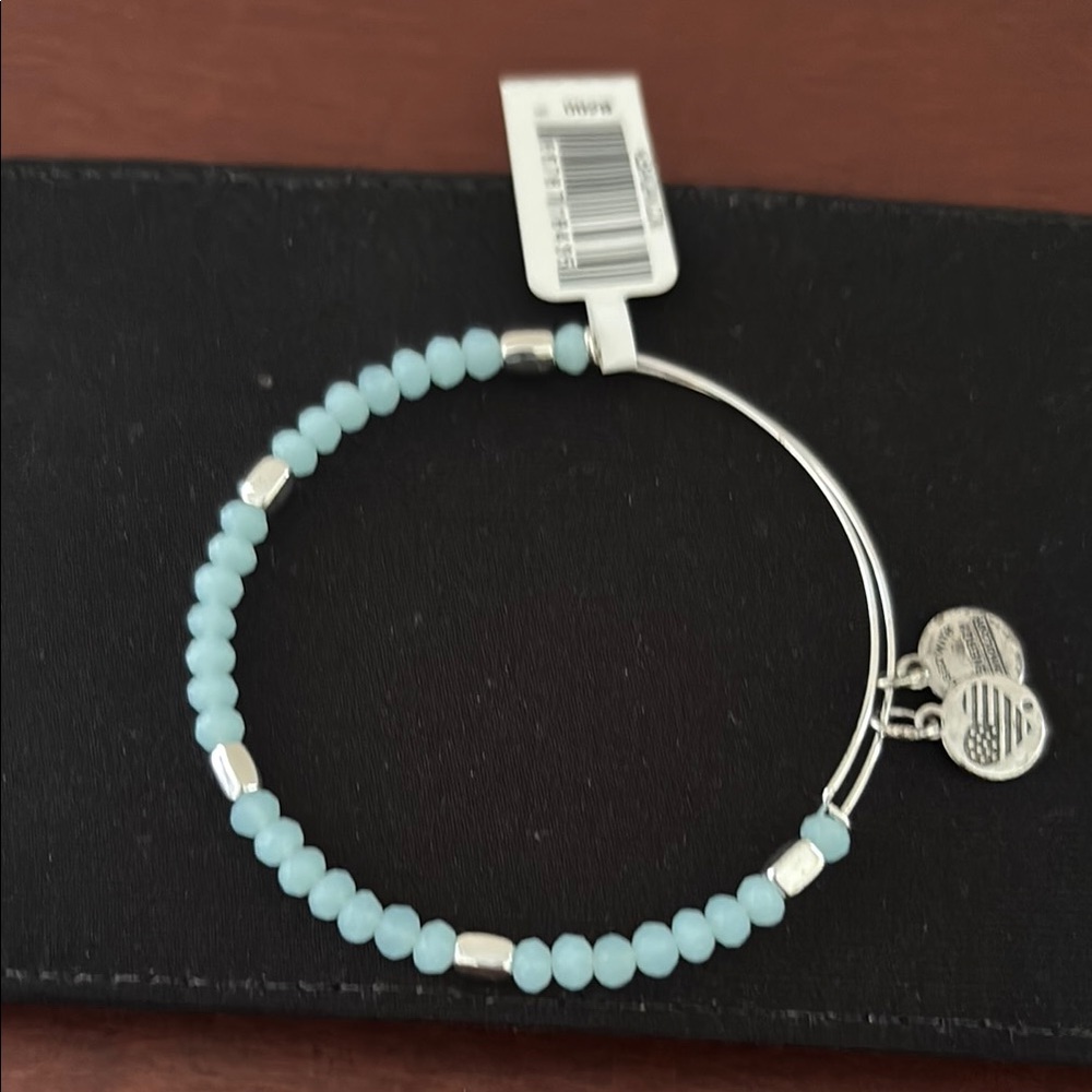 Alex and Ani Silver and Blue Beaded Bracelet